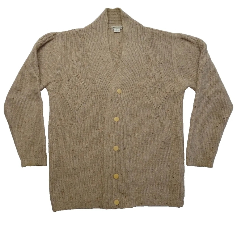 Inis Meain L Ireland Irish Cashmere Blend Merino Wool Cardigan Fair Isle Sweater